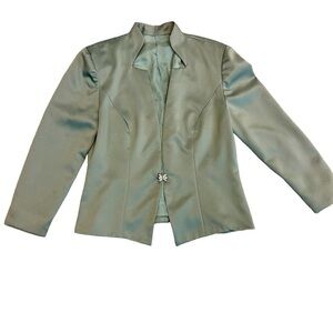 Mint green satin effect rhinestone buckle blazer jacket 🇨🇦